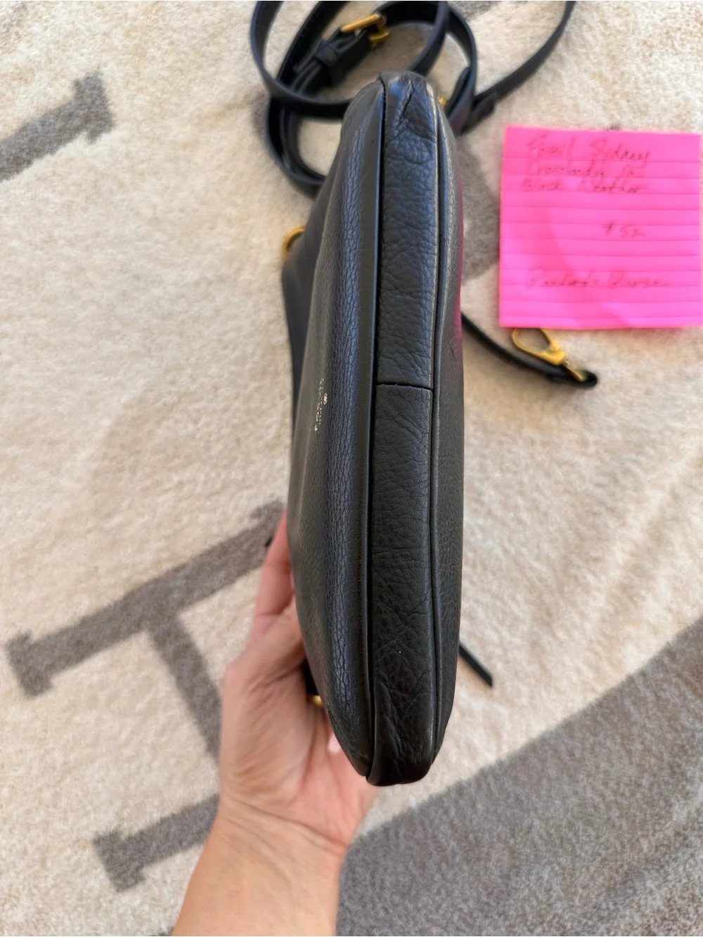 Fossil Black Leather Crossbody with Tassel and Gold Hardware
